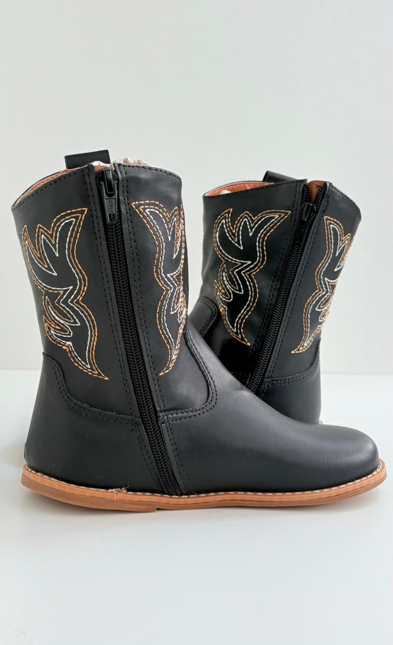 Bota Coutry Bordado - Preta